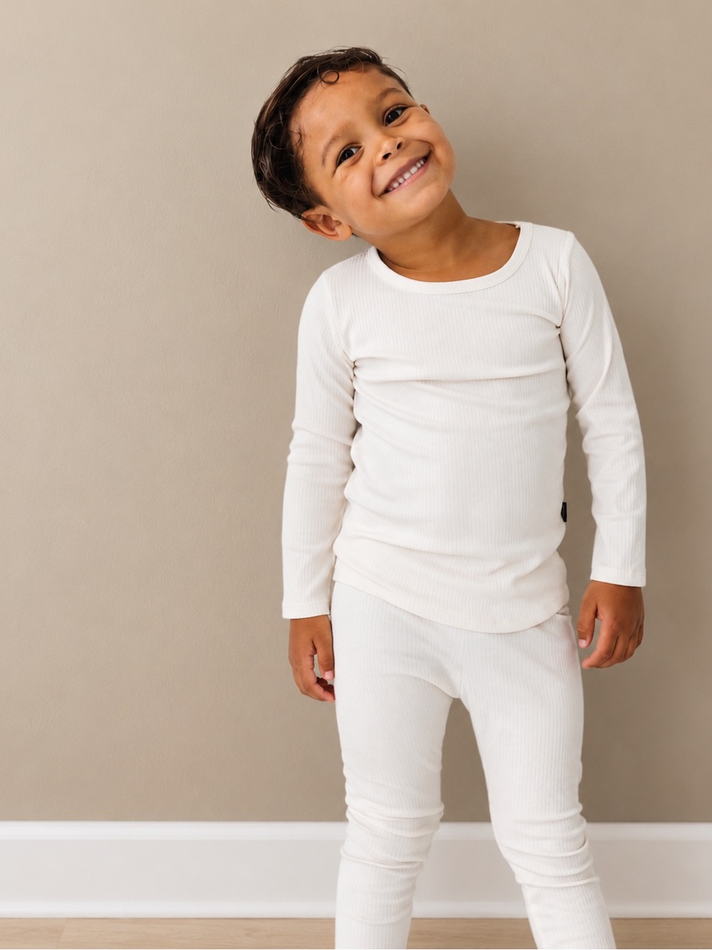 Pretty Laundry / Little & Lively Toddler Off-White Ribbed Pajama Set /Lounge Set